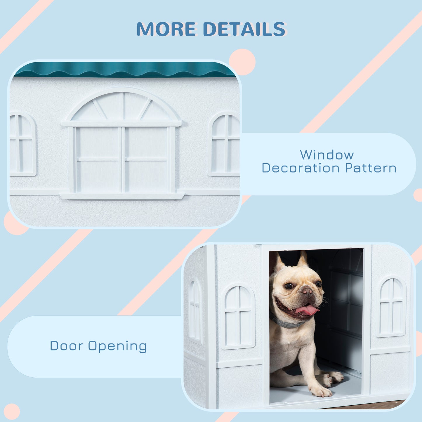 PawHut Water Resistant Plastic Dog House Puppy Shelter Kennel For Indoor And Outdoor