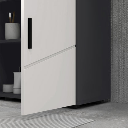 Kleankin Under Sink Cabinet, Bathroom Vanity Unit, Floor Basin Storage Cupboard with Double Doors and Shelf, 60 x 30 x 60 cm, Light Grey