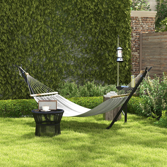 9.4ft Hammock Stand With Side Tray Stand, Steel Frame Net Support For String, Brazilian, Flat, Rope Style Hammocks - Black
