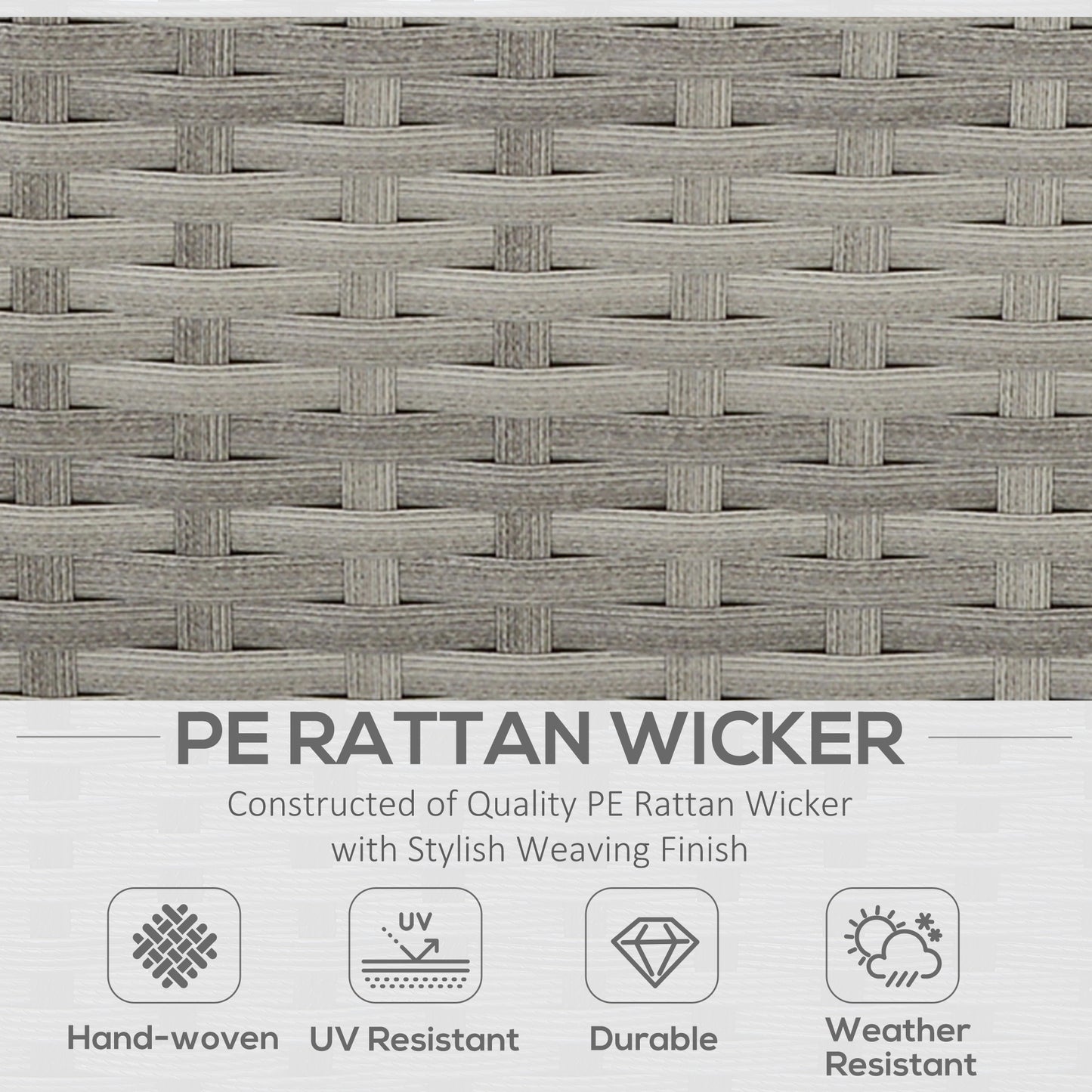 Outsunny 6 Piece Outdoor Patio PE Rattan Wicker Tempered Glass Dining Table Sets for Garden Backyard w/ Cushions & Mixed Grey