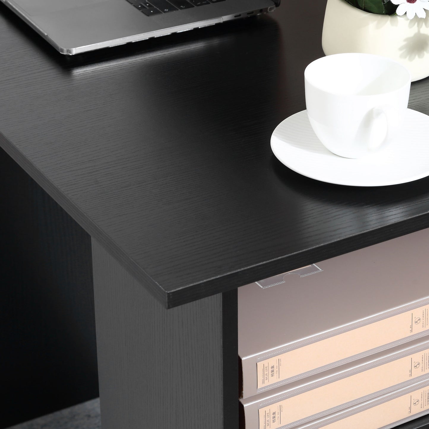 Computer Desk with Storage Shelves Drawers, 120cm Writing Table Study Workstation for Home Office, Black