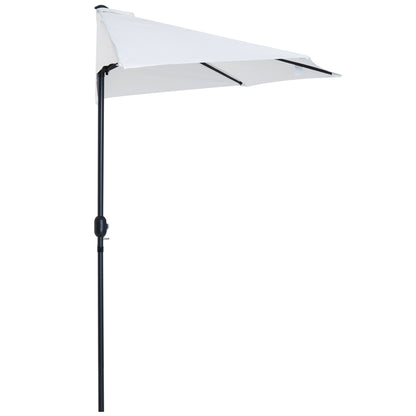 Outsunny 3 m Half Round Umbrella Parasol-White