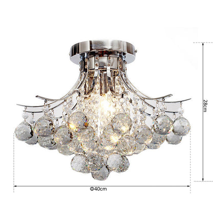 3 Lights Modern Style Ceiling Chandelier Pendant Crystal Light w/ Transparent K9 Crystal Droplets D40 X 28H (CM)