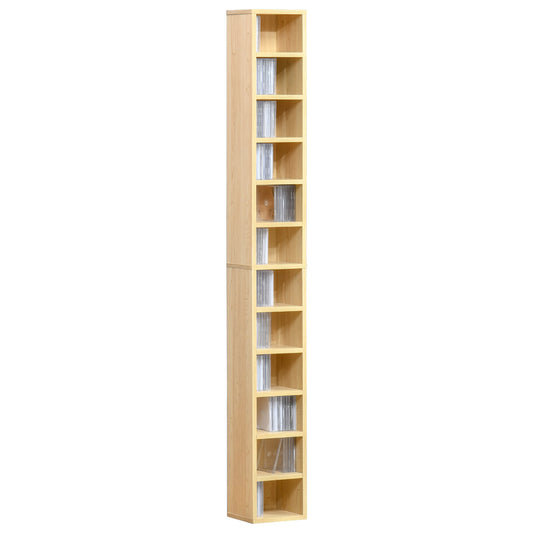 Media Storage Cabinet 204 CDs Shelf Tower Multimedia Organizer Rack Stand Bookcase Display Unit 12 Tier