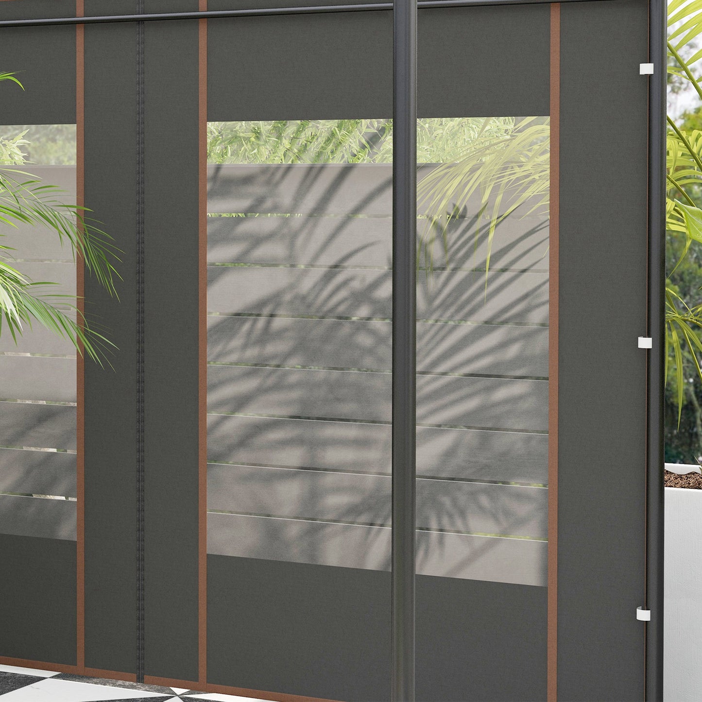 Outsunny Gazebo Side Panels, 2 Pack Sides Replacement, for 3x3(m) or 3x6m Pop Up Gazebo, with Doors and Windows, Grey