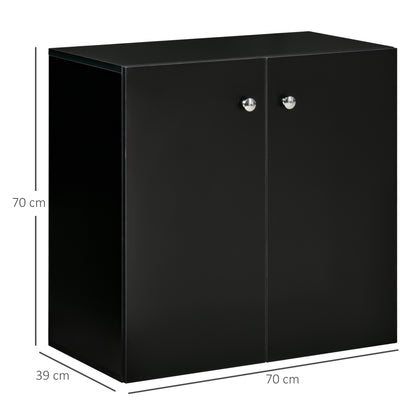 Storage Cabinet With Two Shelves Wooden Sideboard Freestanding Kitchen Cupboard Bookcase - Black