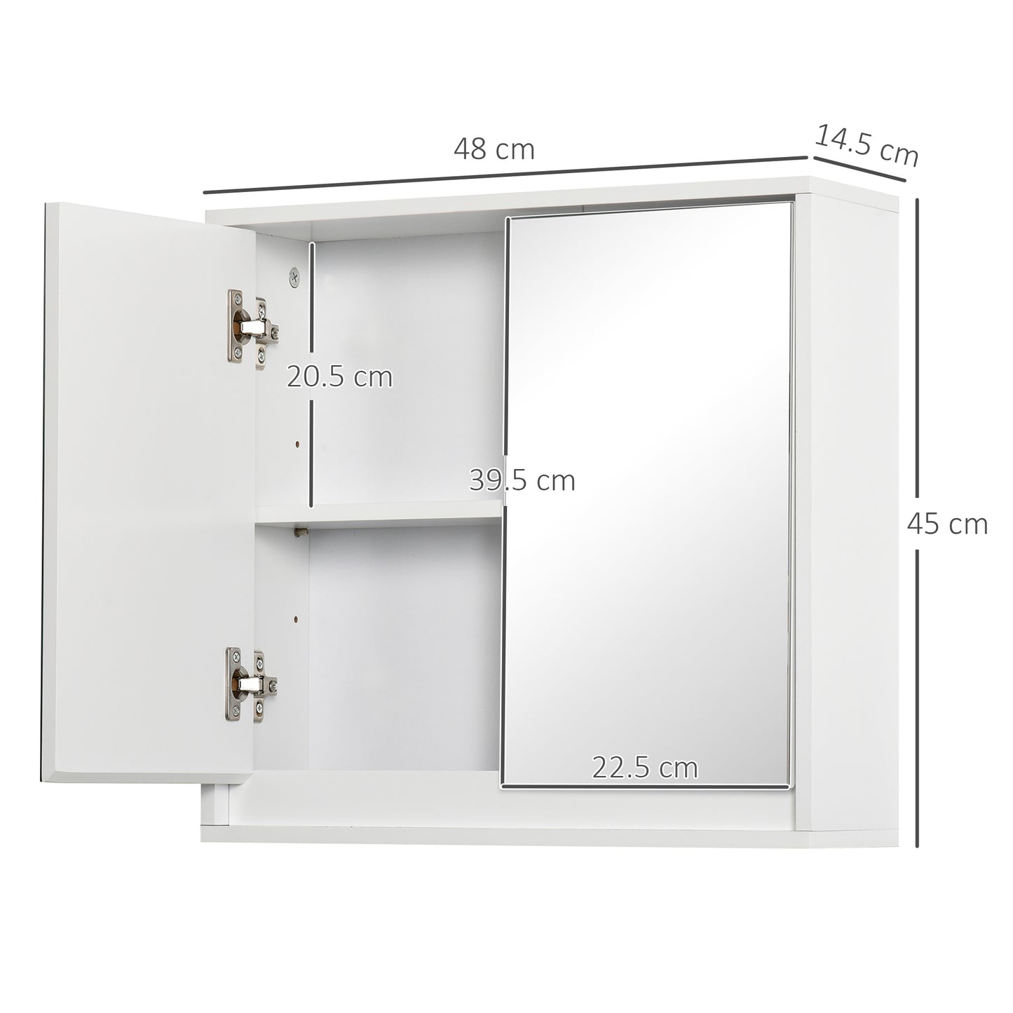 Mirror Cabinet for Bathroom Mirror Cupboard Wall Mounted with Storage Shelf Bathroom Cupboard Double Door White