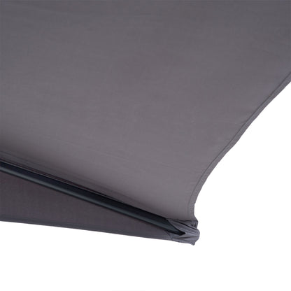Outsunny 3 m Half Round Umbrella Parasol-Grey Polyester/Aluminum