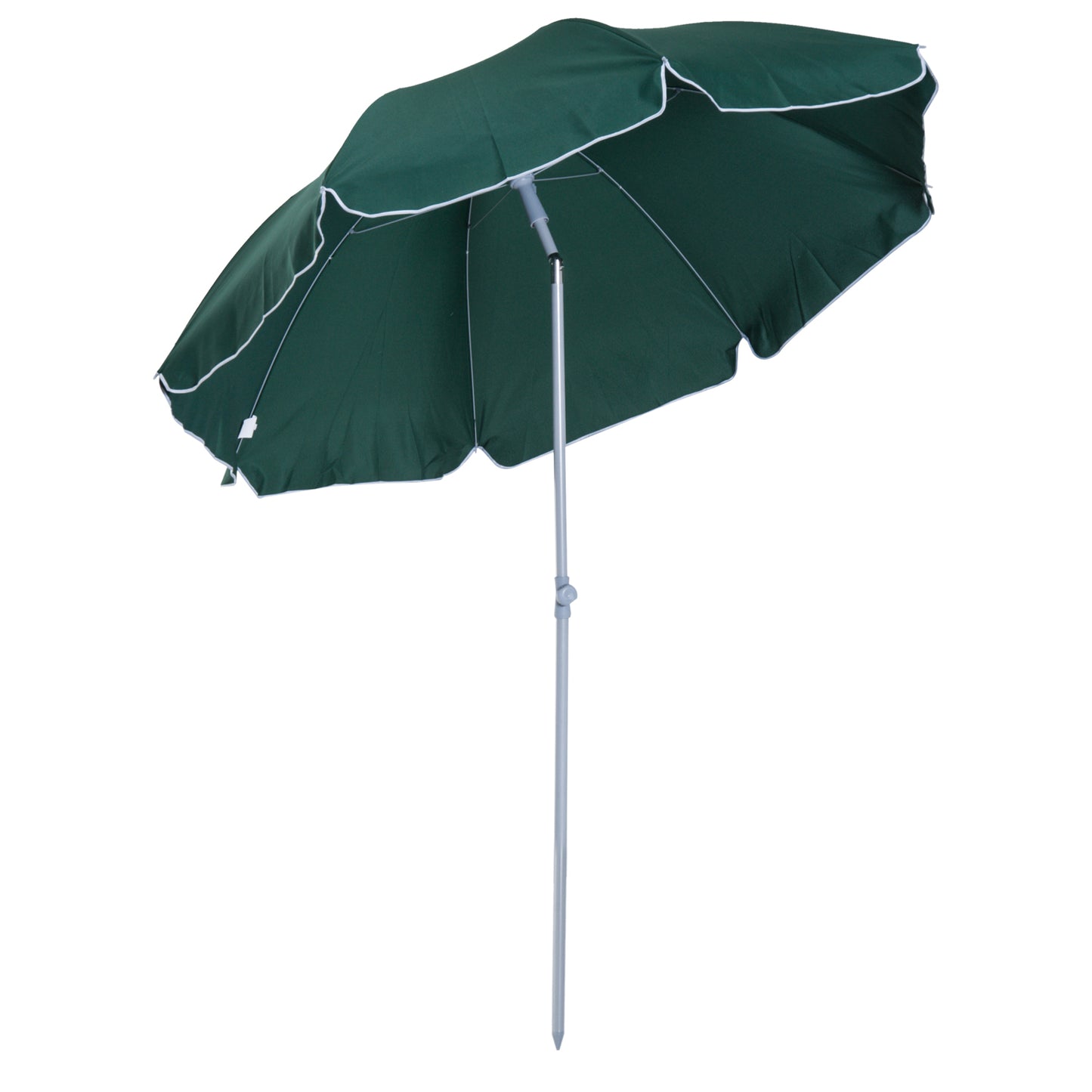 Outsunny Beach Umbrella Parasol 2.2m, Steel Dark Green
