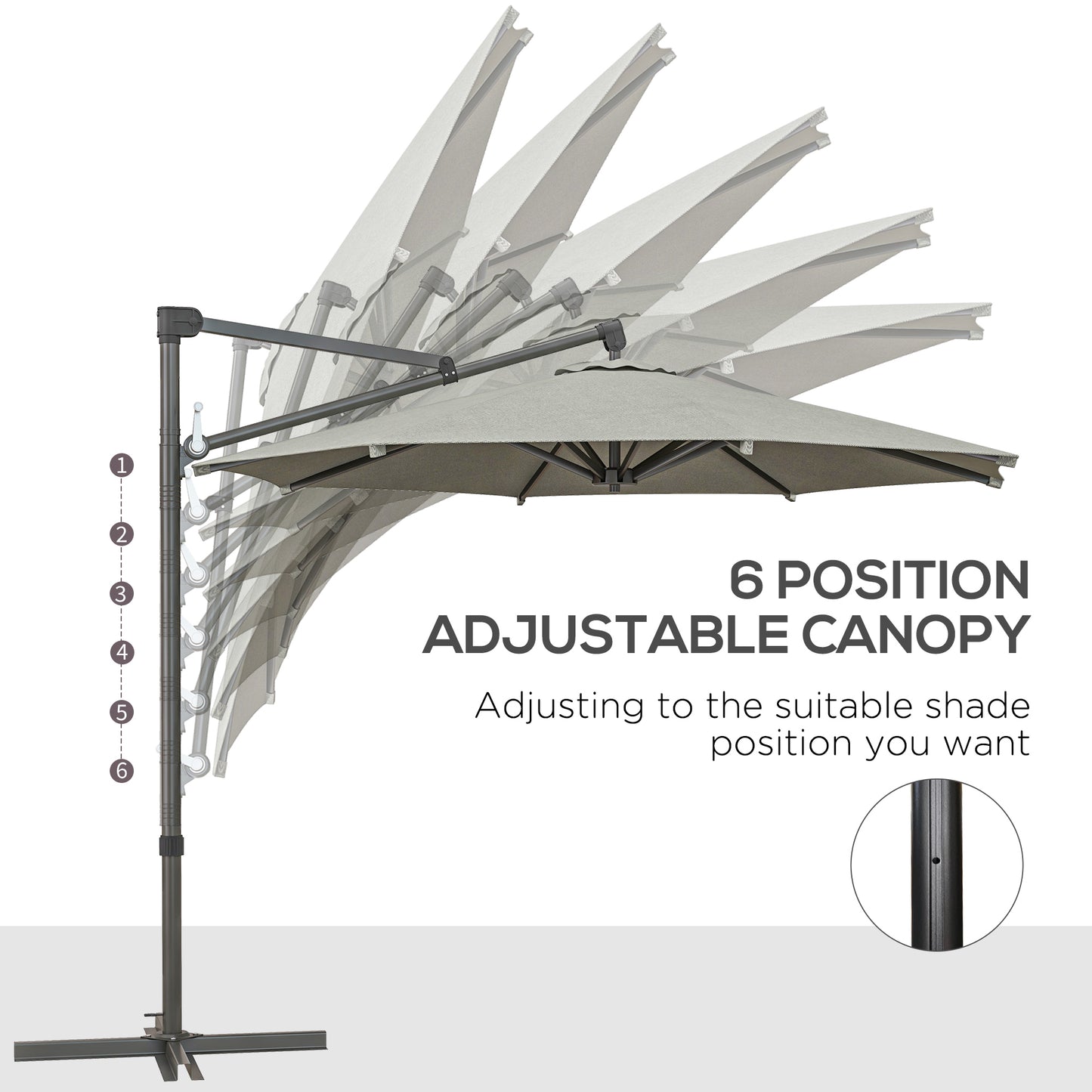 Outsunny 3 m Cantilever Banana Parasol with Cross Base, 360° Rotation Patio Umbrella with Crank Handle, Tilt, Beige