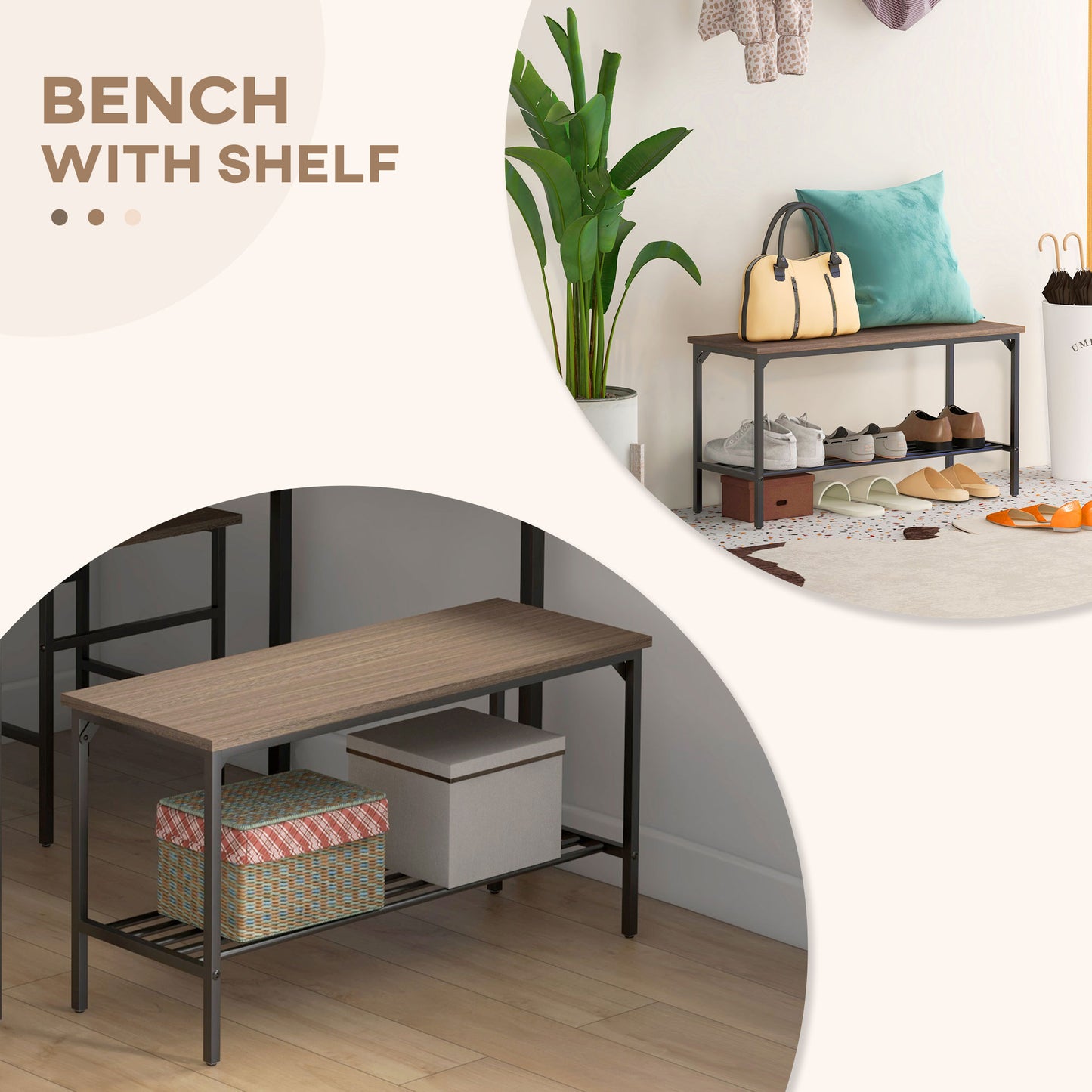 Retro Style Four Piece Dining Set With Table 2 Chairs And Bench