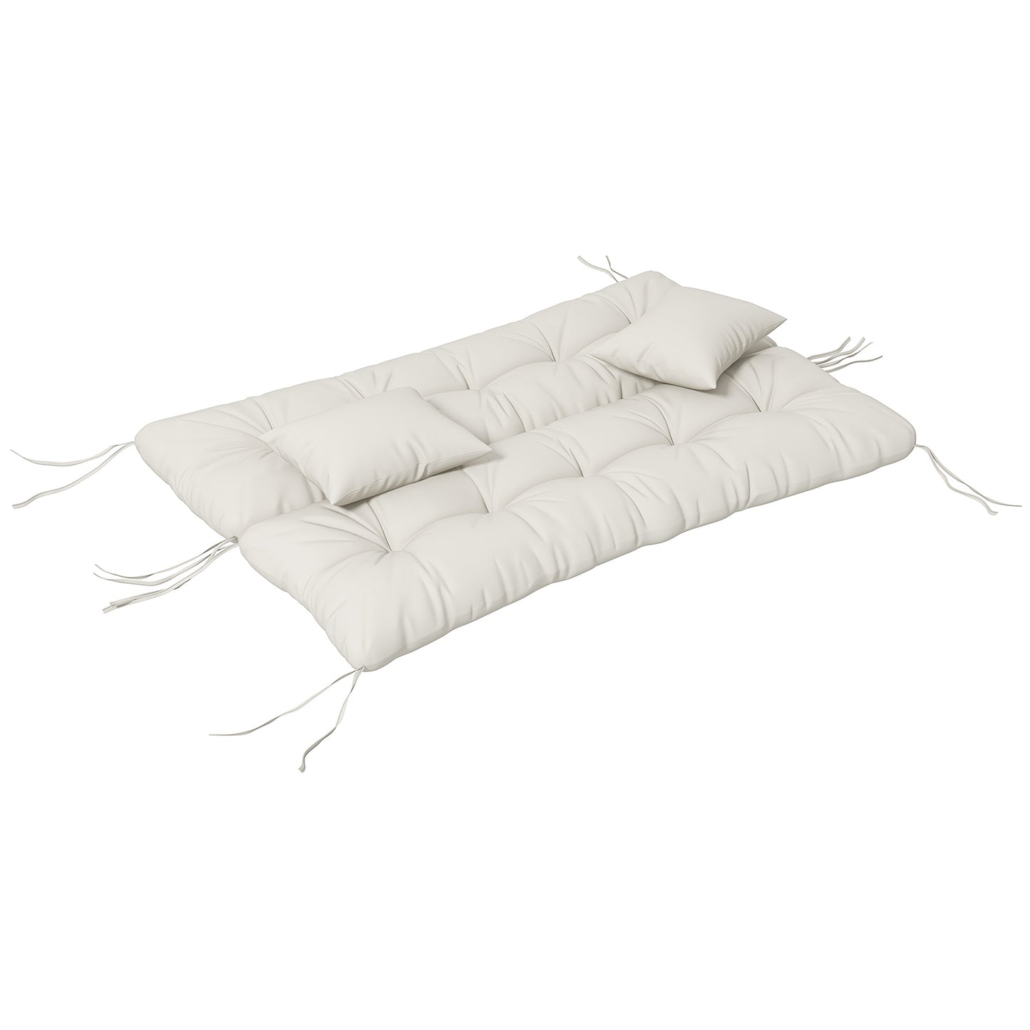 Outsunny 4-Piece Back and Seat Cushion Replacement with 2 Pillows, Patio Chair Cushions Set with Ties, White