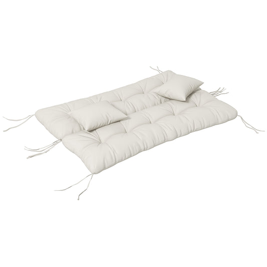 Outsunny 4-Piece Back and Seat Cushion Replacement with 2 Pillows, Patio Chair Cushions Set with Ties, White