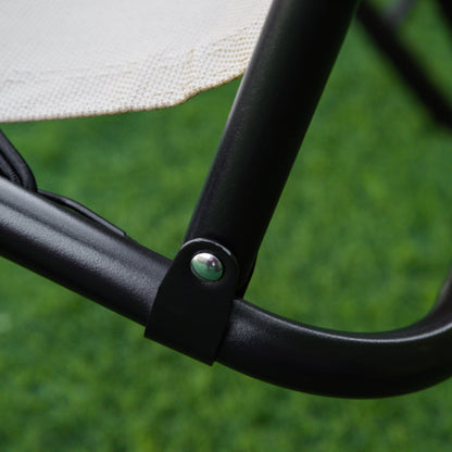 Outsunny 3 Piece Folding Zero Gravity Chairs Sun Lounger Table Set w/ Cup Holders Reclining Garden Yard Pool, Beige