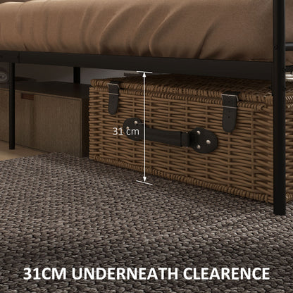 King Size Bed Frame, 5ft4 Metal Bed Base with Headboard and Footboard, 31cm Underneath Storage Space for Bedroom