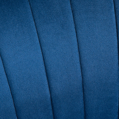 Retro Vintage Style Velvet Accent Chair Occasional Tub Seat Padding Curved Back w/ Ottoman Wood Frame Legs Home Furniture, Dark Blue