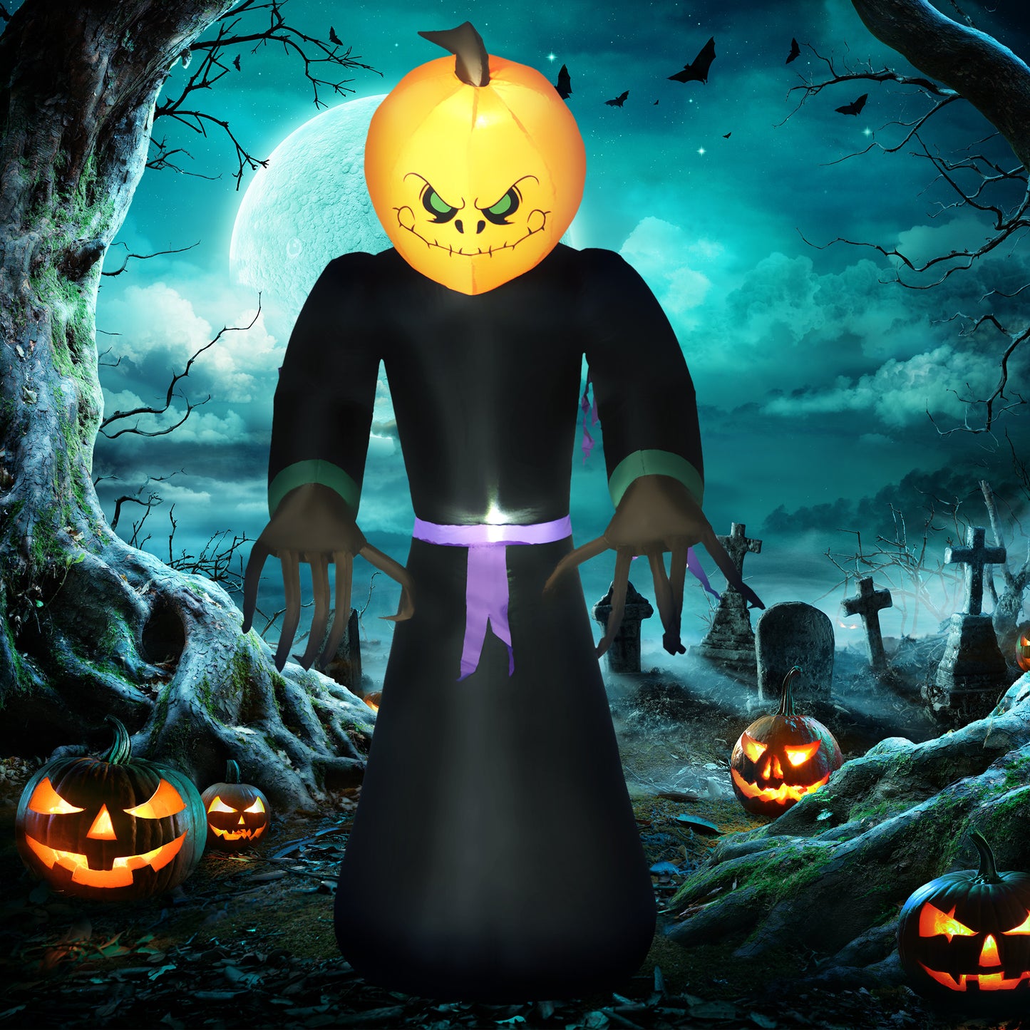 Inflatable 2.1m Pumpkin Man, With LED lights