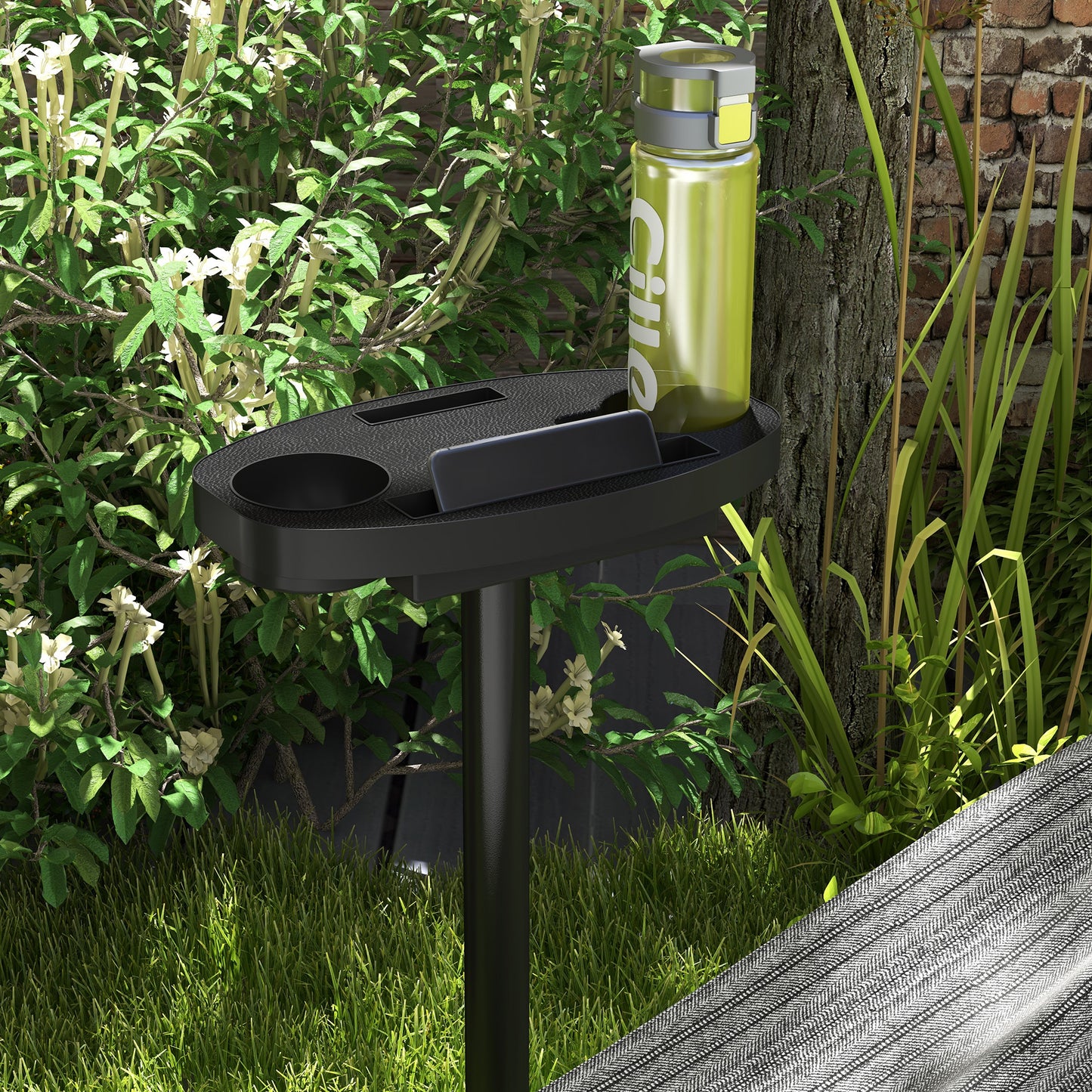9.4ft Hammock Stand With Side Tray Stand, Steel Frame Net Support For String, Brazilian, Flat, Rope Style Hammocks - Black