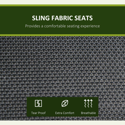 Outsunny 3 Seater Bench Steel Outdoor Patio Porch Swing Chair with Adjustable Canopy - Black