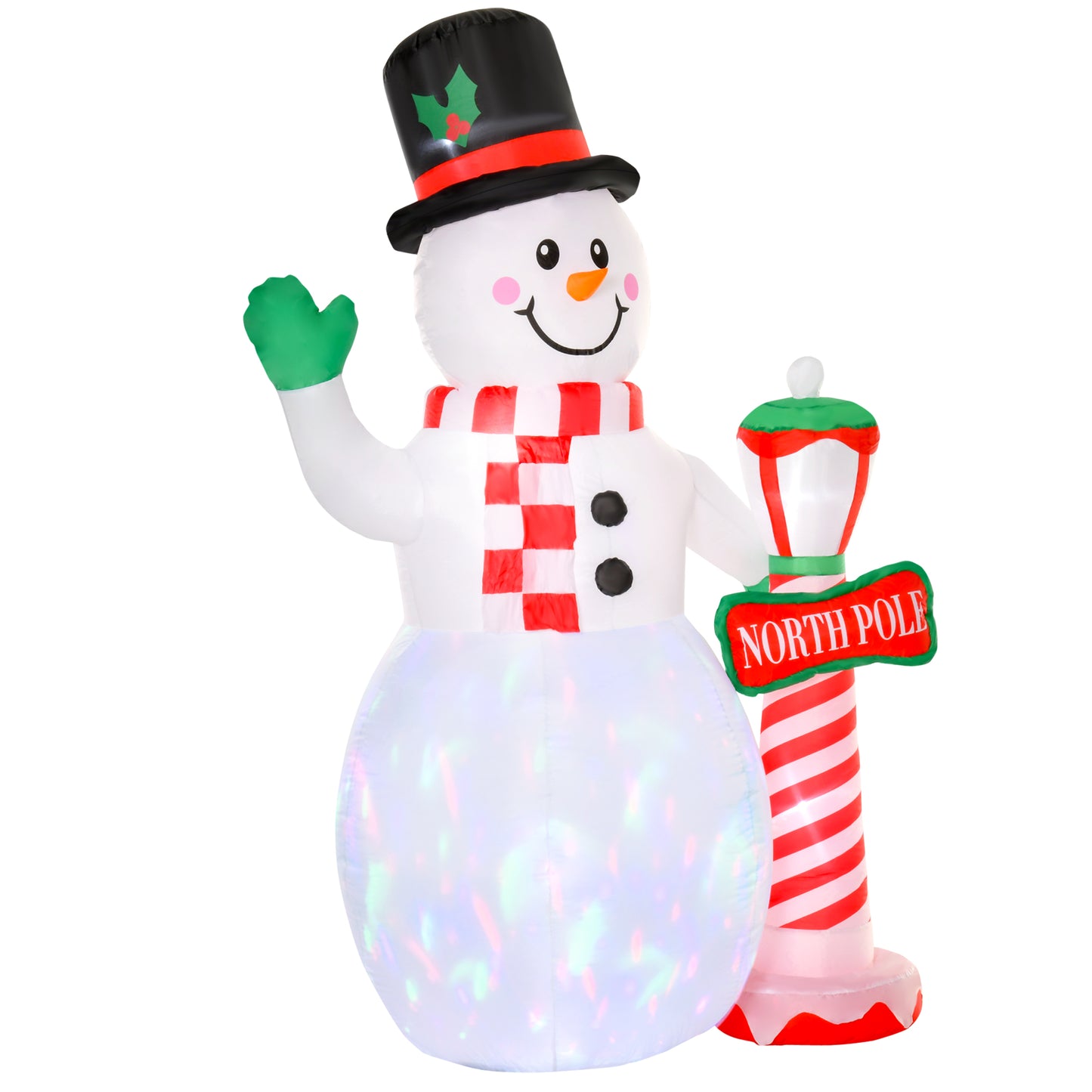 2.4m Tall Christmas Inflatable Snowman with Street Lamp, Lighted for Home Indoor Outdoor Garden Lawn Decoration Party Prop