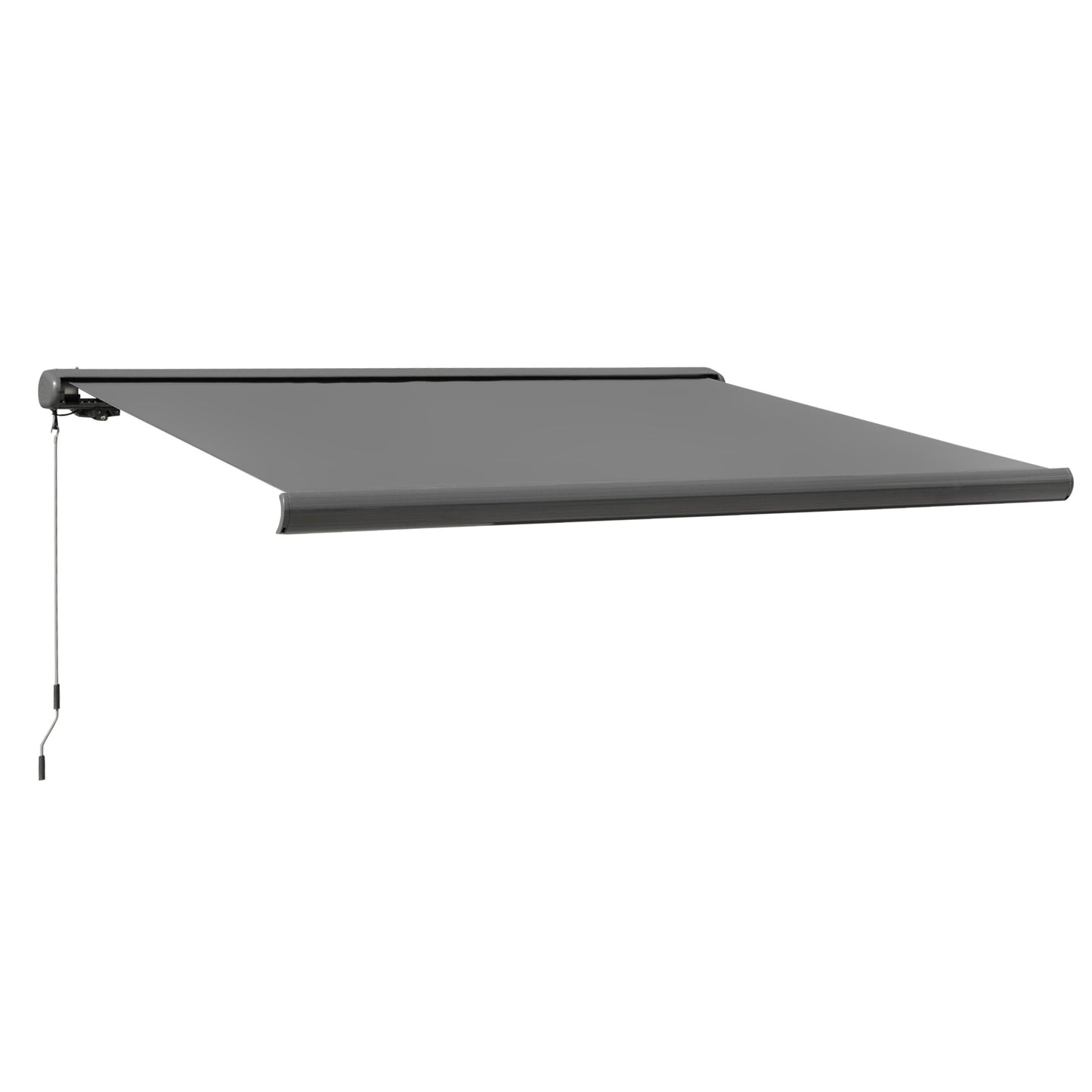 Outsunny Cassette Electric Motorised Manual Awning Door Window Patio Canopy Retractable Sun Shade w/ R/C, 350x300cm Grey