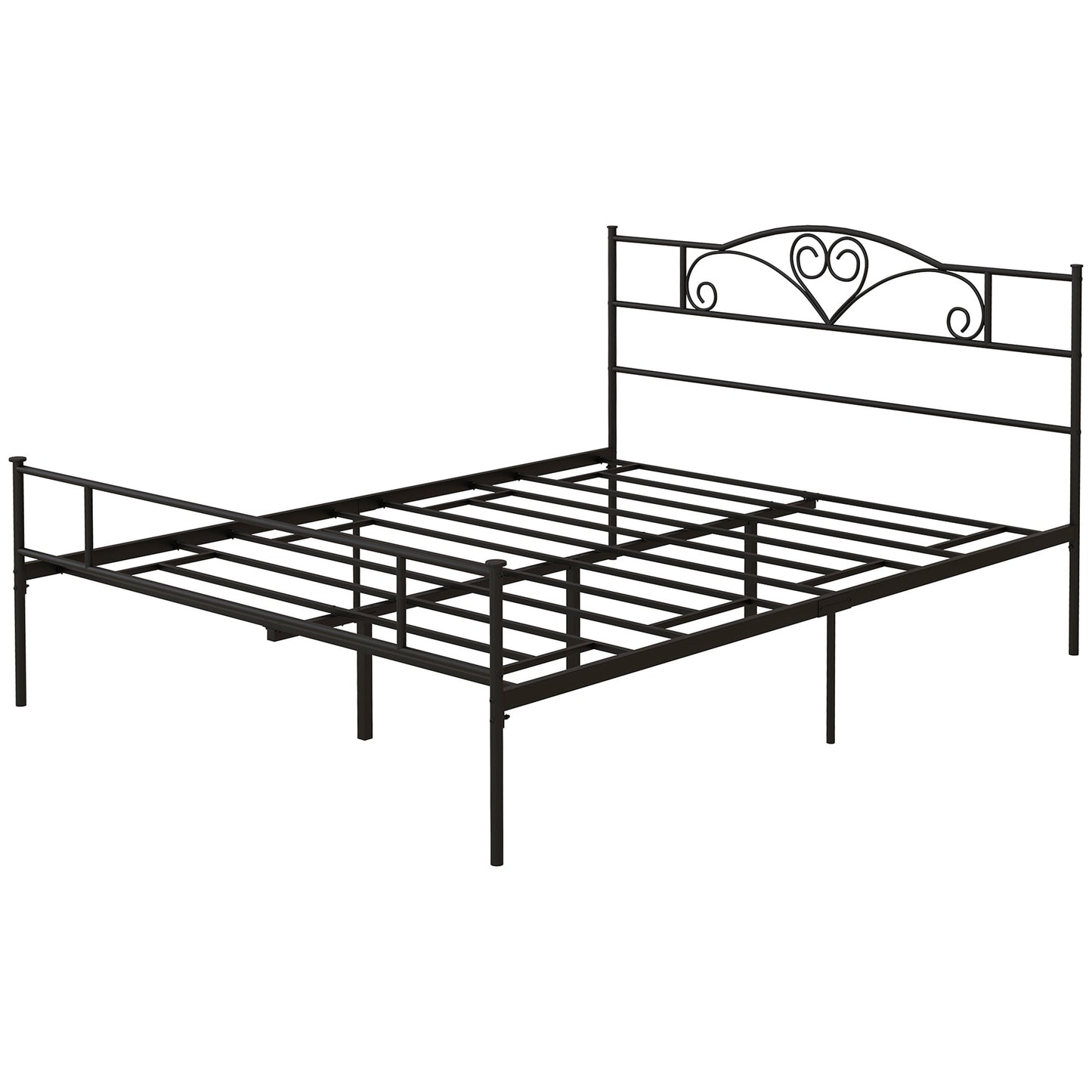 King Size Bed Frame, 5ft4 Metal Bed Base with Headboard and Footboard, 31cm Underneath Storage Space for Bedroom