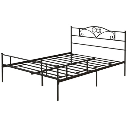 King Size Bed Frame, 5ft4 Metal Bed Base with Headboard and Footboard, 31cm Underneath Storage Space for Bedroom
