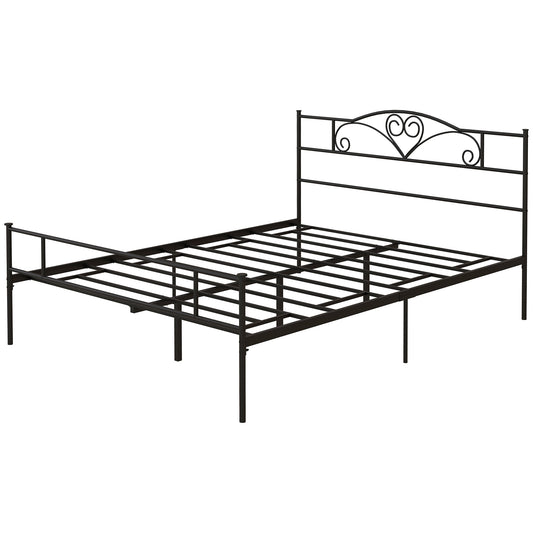King Size Bed Frame, 5ft4 Metal Bed Base with Headboard and Footboard, 31cm Underneath Storage Space for Bedroom