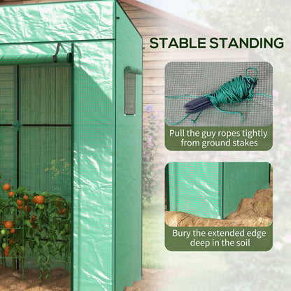 Outsunny PE Cover Walk-in Outdoor Greenhouse, Green