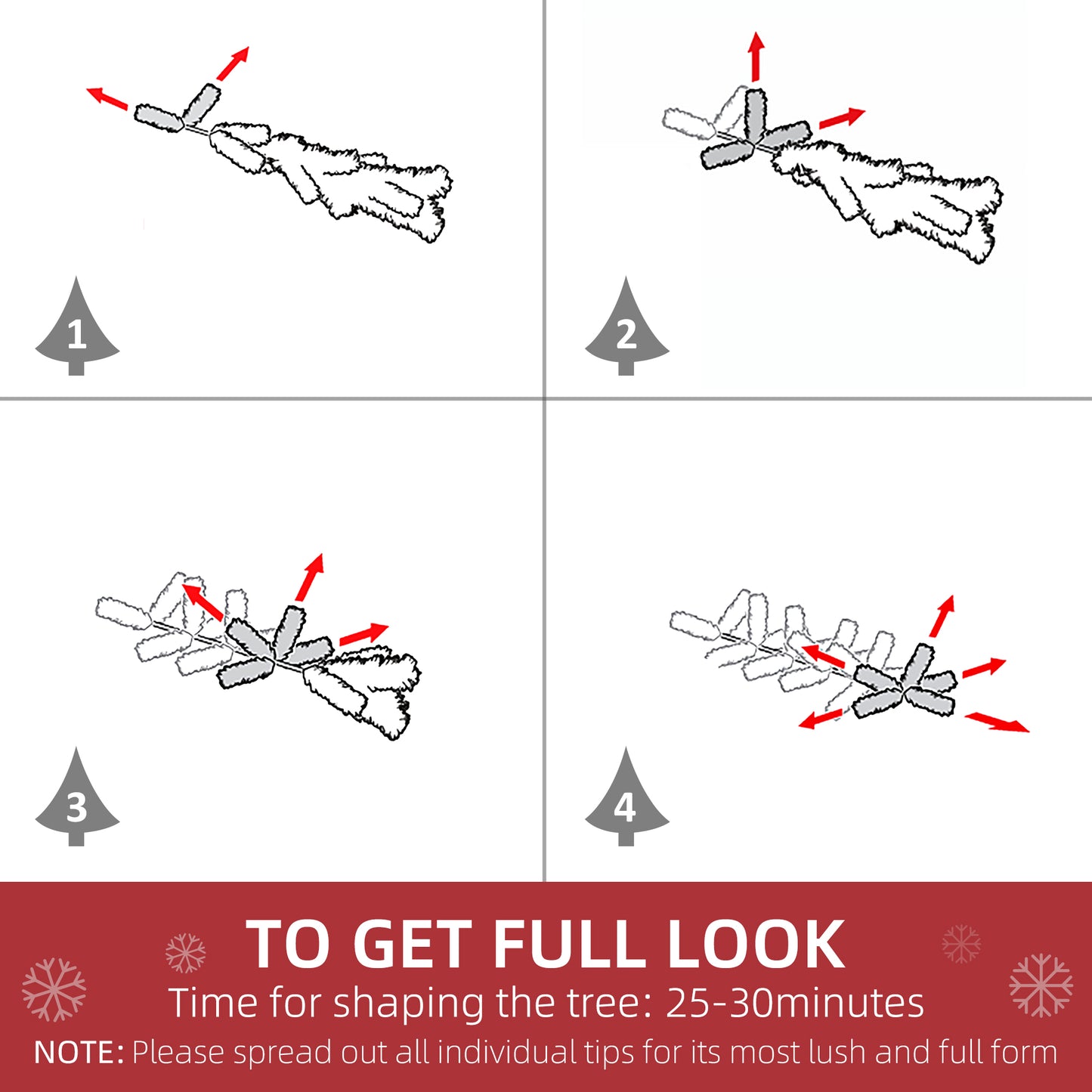 6 Foot Snow Flocked Artificial Christmas Tree Xmas Pine Tree with 750 Realistic Branches, Auto Open and Steel Base, Green