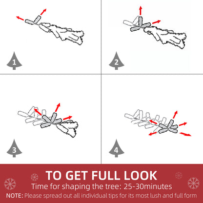 6 Foot Snow Flocked Artificial Christmas Tree Xmas Pine Tree with 750 Realistic Branches, Auto Open and Steel Base, Green