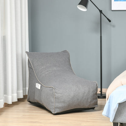 Bean Bag Chair, Large Foam Stuffed lounger Indoor Furniture with Washable Cover, Side Pockets and Backrest, Dark Grey