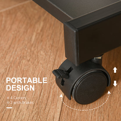 Movable Compact Small Computer Desk with 4 Moving Wheels Sliding Keyboard Tray Home Office Gaming Study Workstation Black