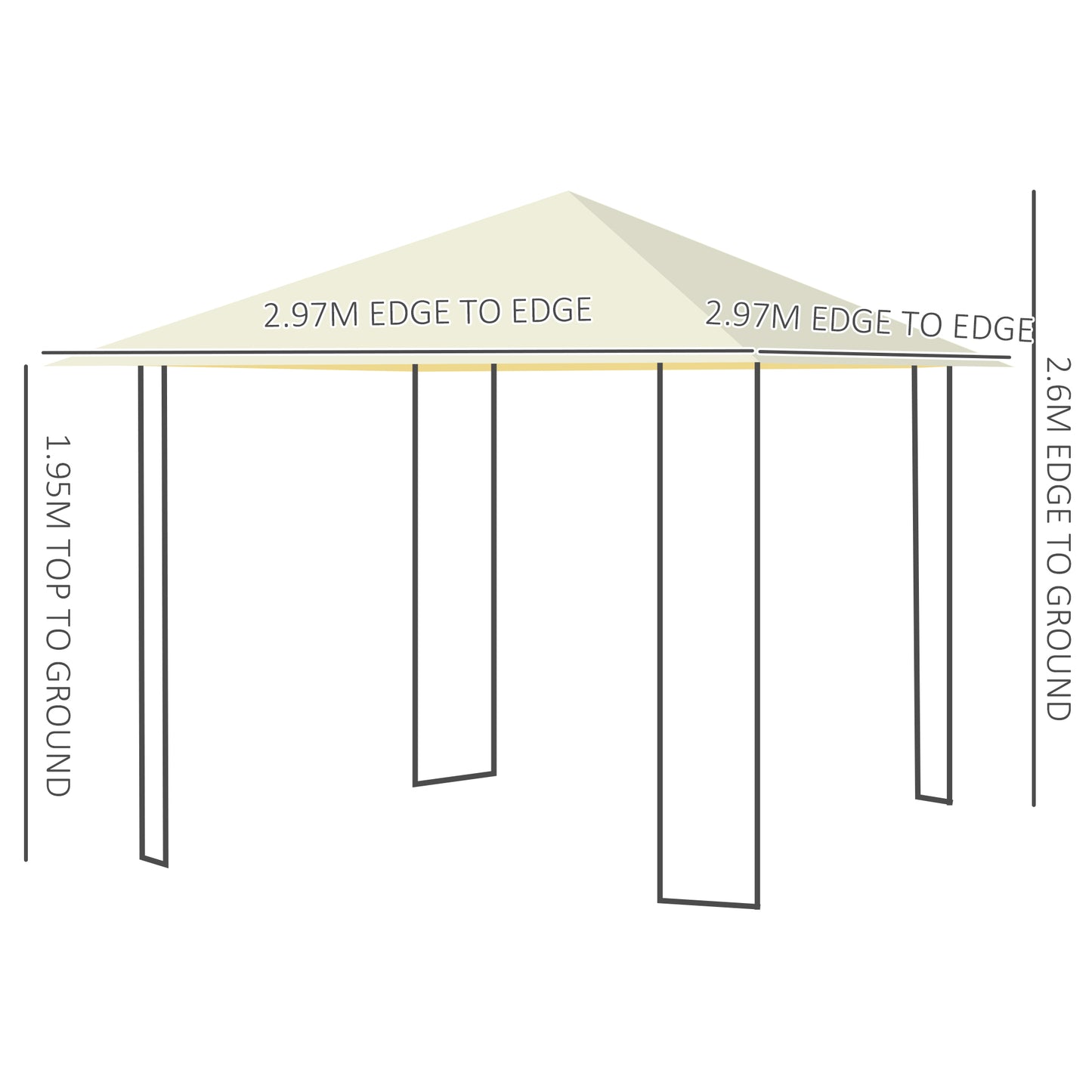 Outsunny 3 x 3 m Garden Metal Gazebo for Party and BBQ w/ Water-resistant PE Canopy Top, Cream