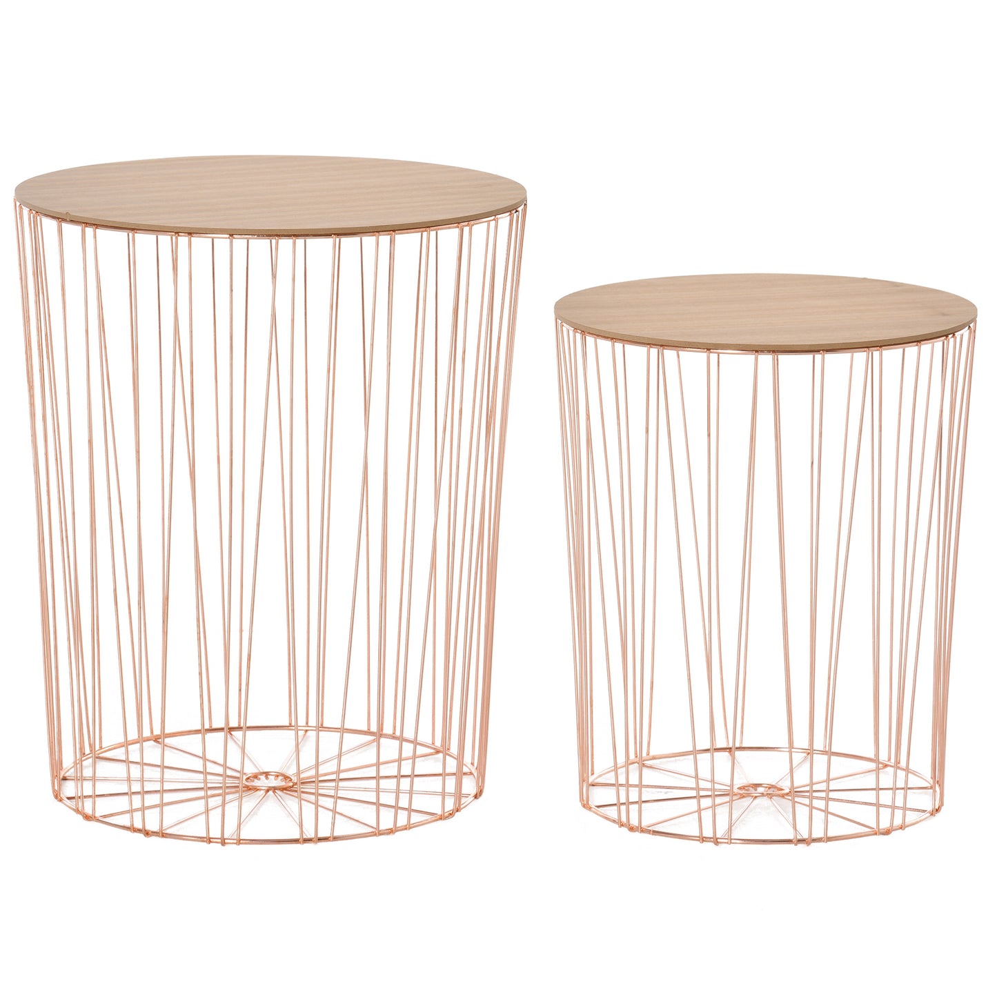 Modern Style 2 Pack Bedside Table W/ Storage Sofa End Side Night Stand Bedroom Living Room - Rose Gold Color Base