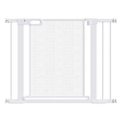 PawHut Pressure Fit Safety Gate for Doorways and Staircases, Dog Gate w/ Auto Closing Door, Pet Barrier for Hallways w/ Double Locking - White