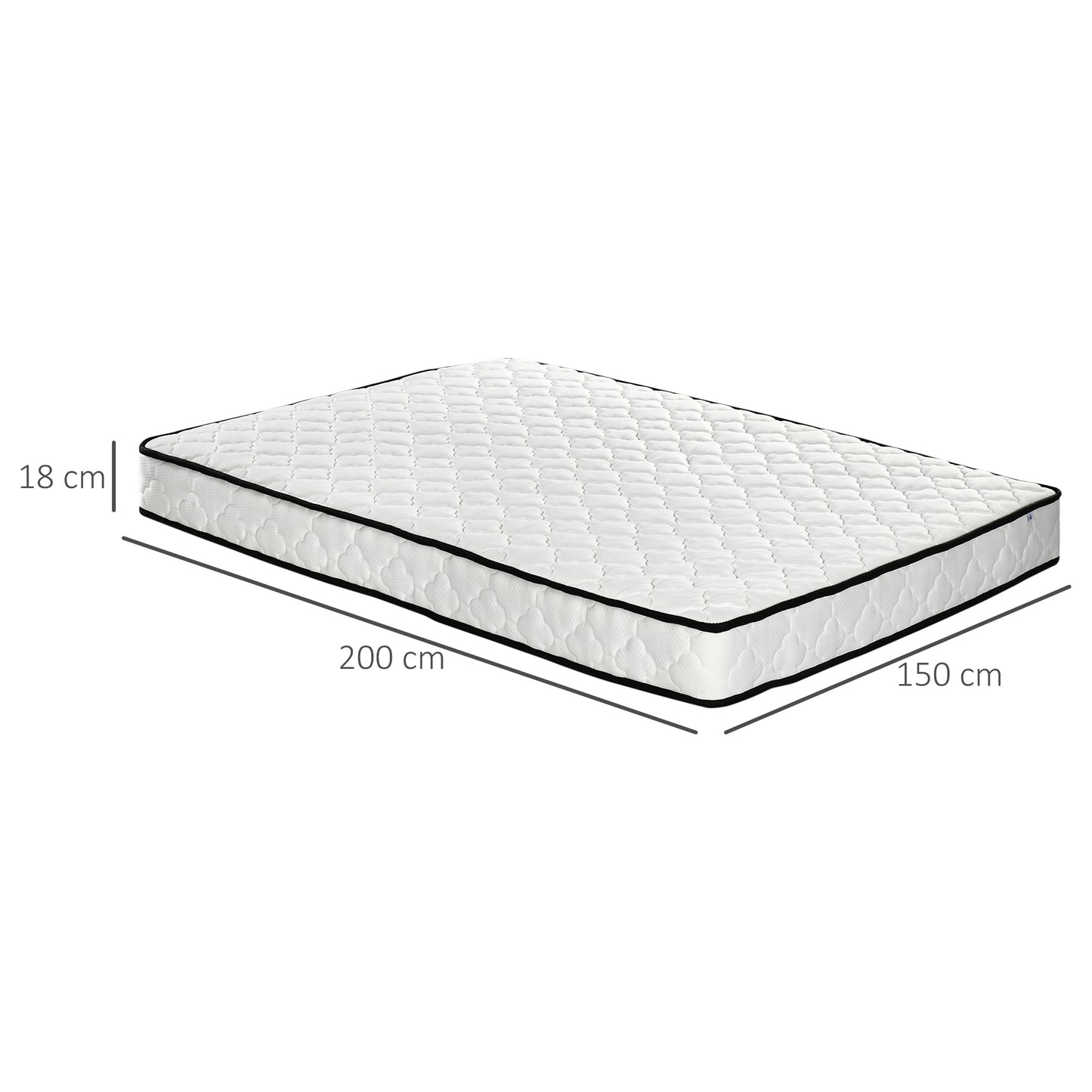 King Mattress, Pocket Sprung Mattress in a Box with Breathable Foam and Individually Wrapped Spring, 200cmx150cmx18cm, White