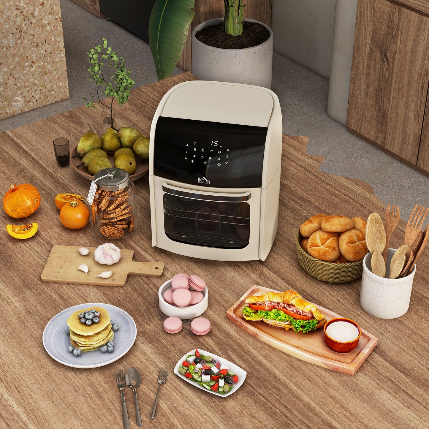 Digital Air Fryer with 8 Preset Modes, Rapid Air Circulation, 12L Air Fryer Oven with Memory Function, 1800W, White