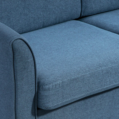 Compact Loveseat Sofa, Modern 2 Seater Sofa for Living Room with Wood Legs and Armrests, Blue