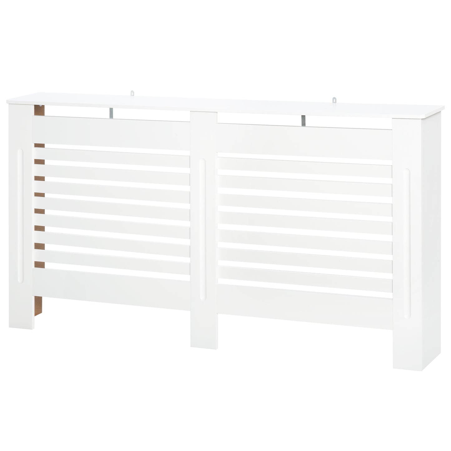 MDF White Painted Radiator Cover Slatted Cabinet Shelving Display Horizontal Style Modern Piece 172L x 19W x 81H cm