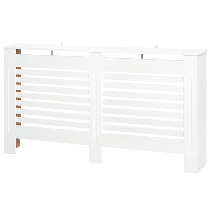 MDF White Painted Radiator Cover Slatted Cabinet Shelving Display Horizontal Style Modern Piece 172L x 19W x 81H cm