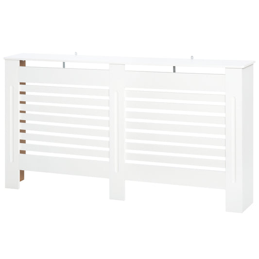 MDF White Painted Radiator Cover Slatted Cabinet Shelving Display Horizontal Style Modern Piece 172L x 19W x 81H cm