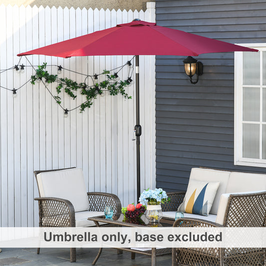 Outsunny Wine Red 9ft Aluminum Sun Shade Pole Patio Umbrella Outdoor Market Café Yard Gazebo Cover
