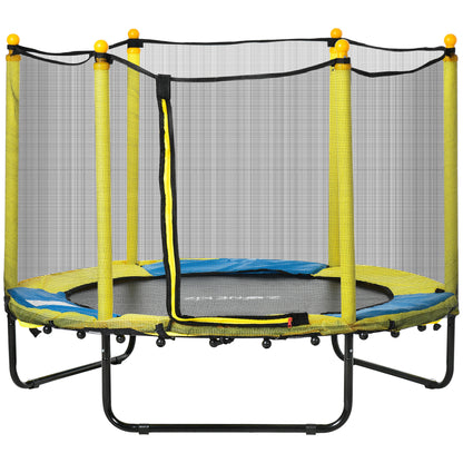 4.6FT / 55 Inch Kids Trampoline with Enclosure Safety Net Pads Indoor Trampolines for Child 1-10 Years Old, Yellow