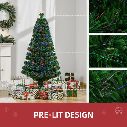 5FT Green Fibre Optic Pre-Lit Artificial Christmas Tree Multi-Colour