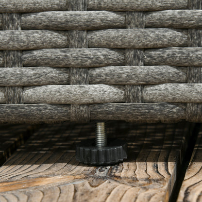 3 Pieces Rattan Garden Furniture 4 Seater Outdoor Patio Corner Sofa Chair Set with Coffee Table Thick Cushions Grey