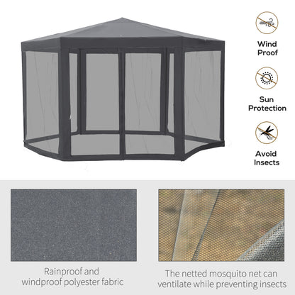 Outsunny 4M Canopy Rentals, Netting Party Tent Patio Canopy Outdoor Event Shelter for Activities, Shade Resistant, Grey
