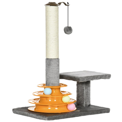 PawHut Cat Tree Tower Activity Center Climbing Stand Kitten House Furniture with Scratching Posts Toy and Perch 56cm Grey