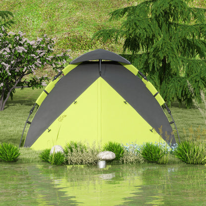 Outsunny 3-4 Man Camping Tent, Family Tent, 2000mm Waterproof, Portable with Bag, Quick Setup, Green