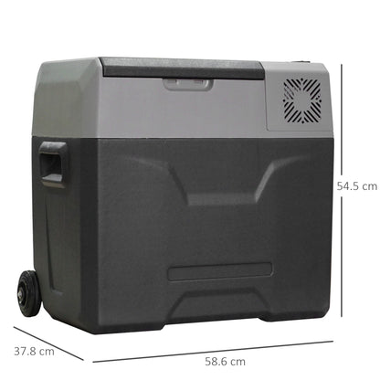 HOMCOM Car Refrigerator, Portable 12/24V 50 Litre Fridge Freezer, Electric Cooler Box for Camping, Travel, Picnic, Grey